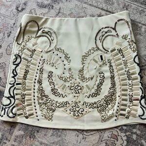 Vici Elegant Cream and Gold Mini Skirt